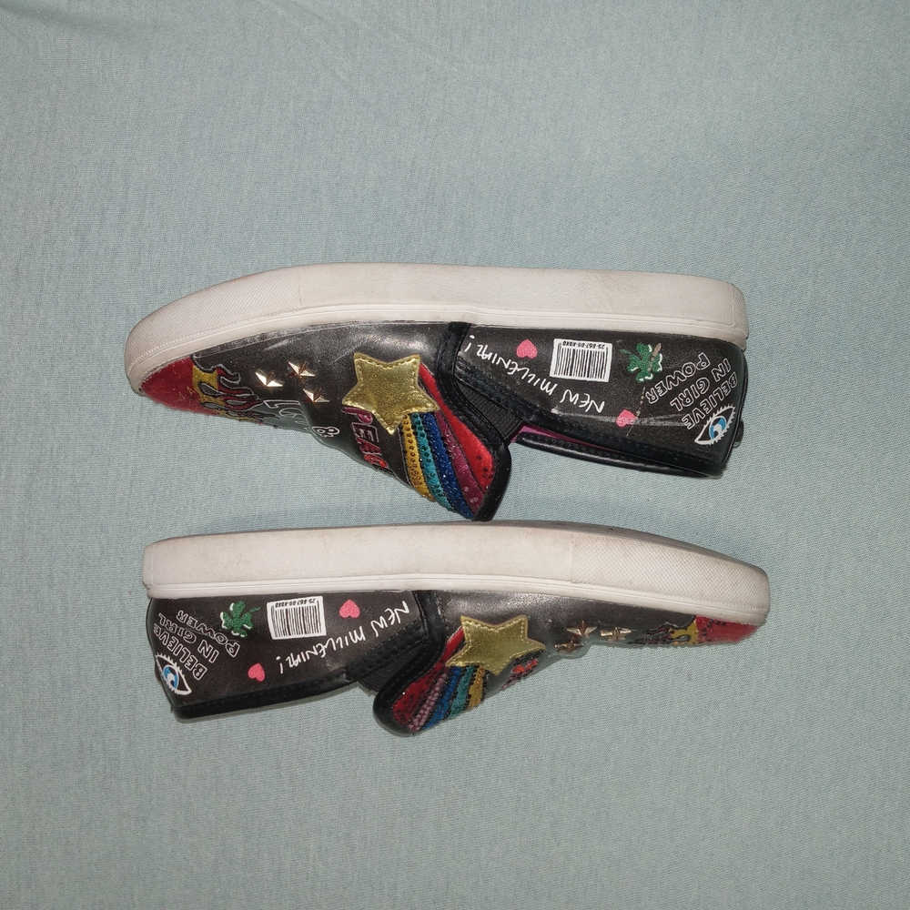 Steve Madden Black and Gold Kids Slip-On Sneakers